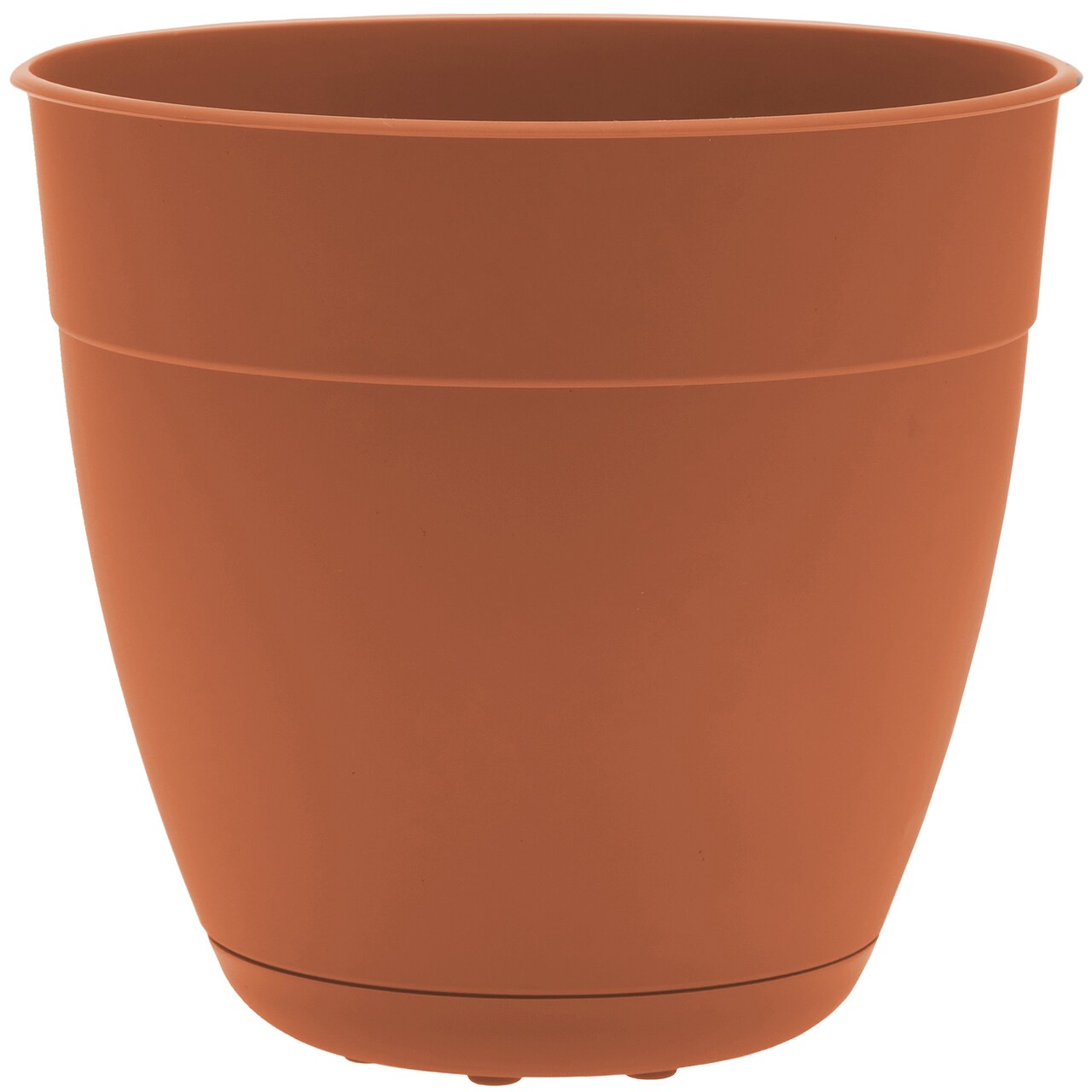 Bloem Dayton Planter With Saucer: 12" - Terra Cotta - 100% Recycled Plastic Pot, Removable Saucer, Elevated Feet, For Indoor and Outdoor Use, Gardening, 3 Gallon Capacity
